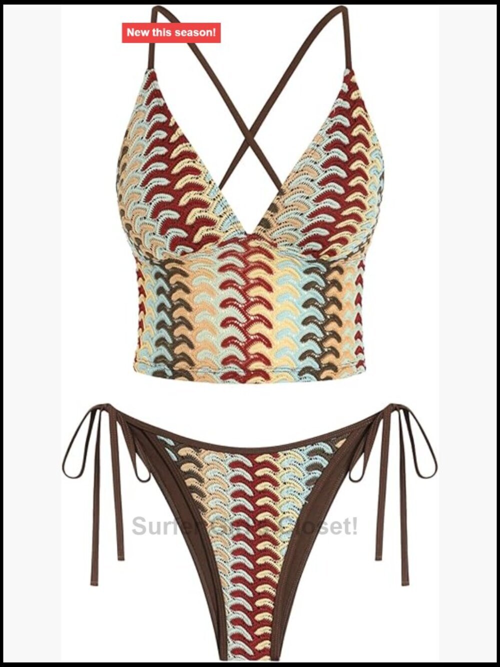 Spaghetti Strap V Neck Tummy Control Tankini Set With Removable Pads